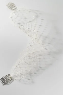 Birdcage Schleier mit Perlen