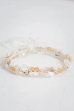 Blumenkranz im Vintage Stil mit Schleierkraut und Blüten in Rosé und Ivory