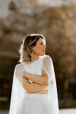 Braut Cape mit langer Schleppe – Oriana noni