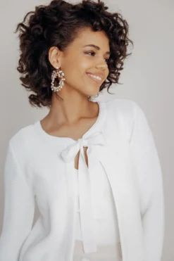 Braut Cardigan aus Stretch-Strick mit Schleife