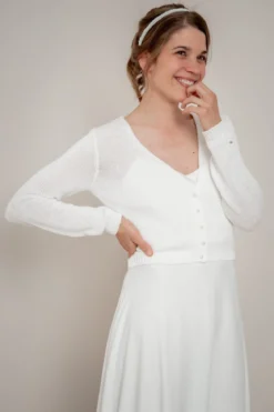 Braut Cardigan mit Perlenknöpfen