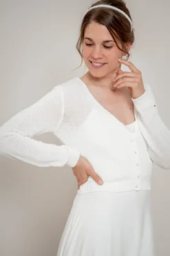 Braut Cardigan mit Perlenknöpfen