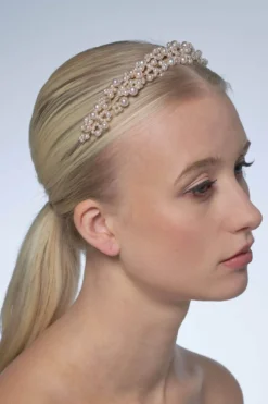 Braut Diadem mit rosafarbenen Perlen