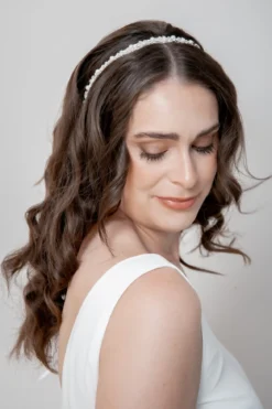 Braut Haarband in Ivory mit Strass und Perlen