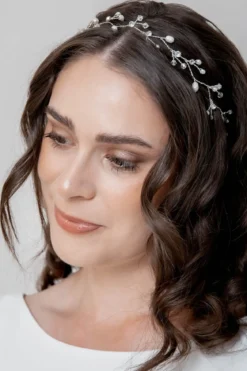 Braut Haarband mit Schmucksteinen und Perlen