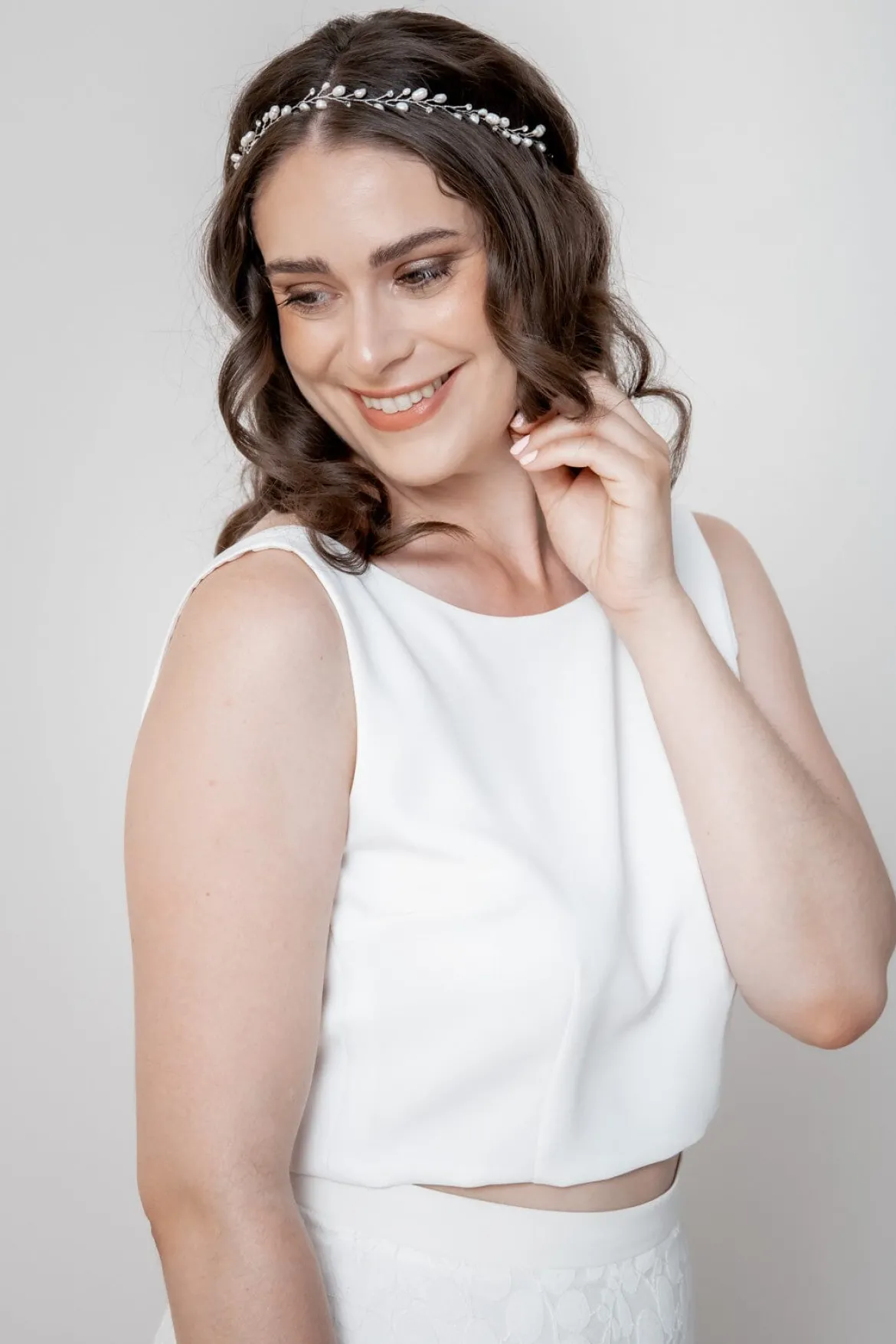 Braut Haarband mit Süßwasserperlen und Strass