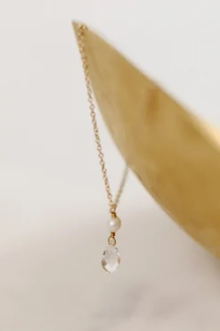 Braut Halskette mit Kristall-Tropfen und Süßwasserperle – Cupid