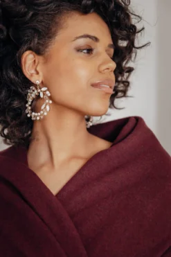 Braut Ohrringe mit Strass und Perlen in Kreisform