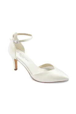 Braut Pumps mit funkelndem Riemen – Marielle Ivory Satin | G.Westerleigh