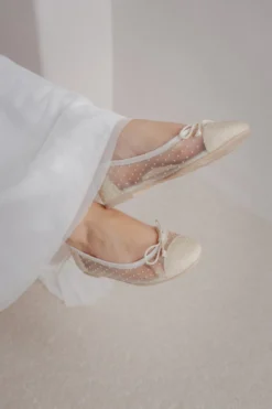Brautschuh mit Tupfen - Marilyn Daphne Perla rund Pretty Ballerinas