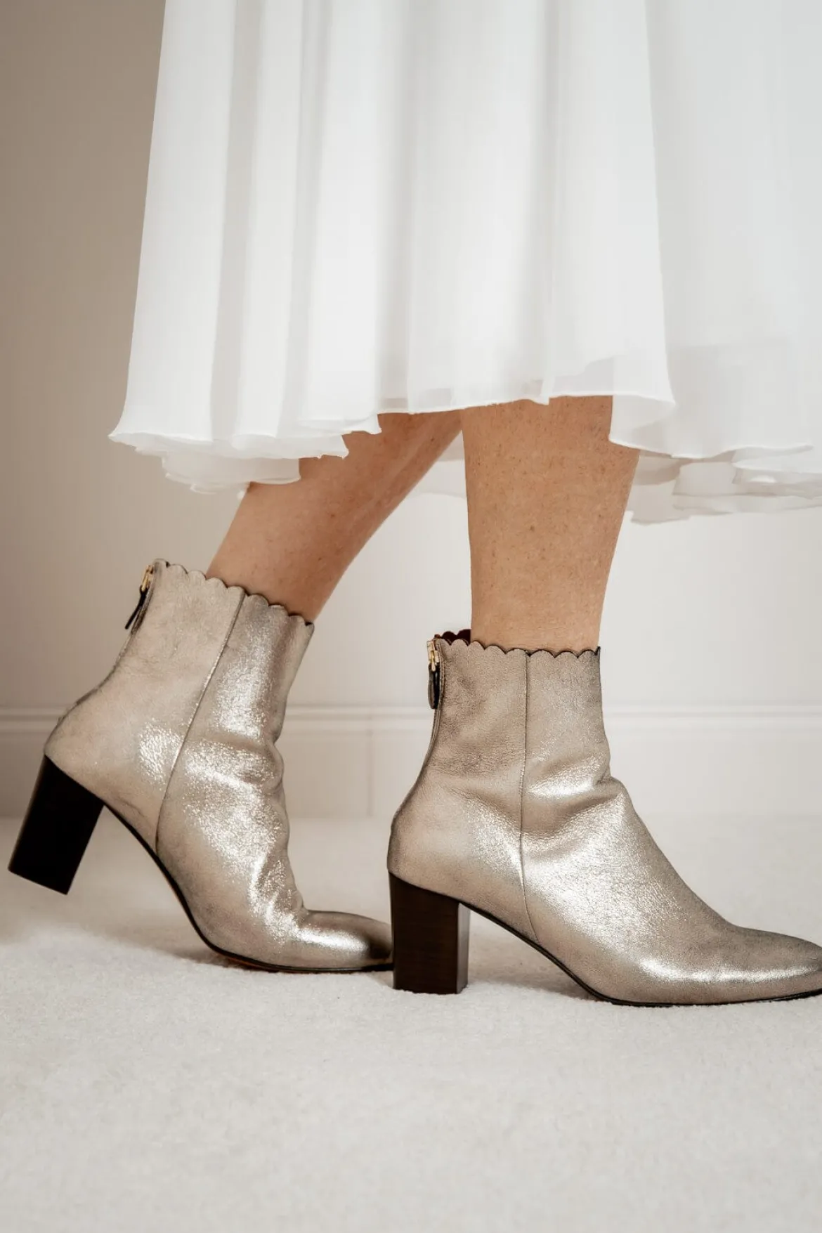 Braut Stiefelette aus Metallic-Leder - Giselle Gold