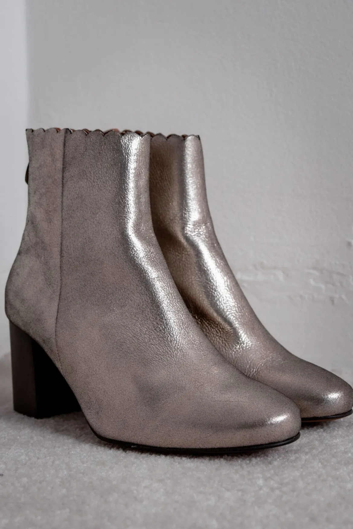 Braut Stiefelette aus Metallic-Leder - Giselle Gold
