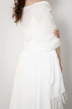 Braut Stola in Ivory mit Fransen