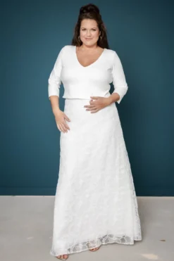 Braut Top mit V-Ausschnitt und Dreiviertelärmeln – Sheyla noni Curvy