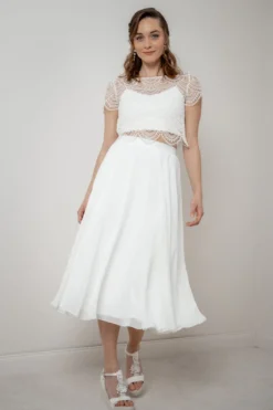 Braut Wedges, Sandalette mit Blumenspitze - Viena