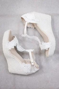 Braut Wedges, Sandalette mit Blumenspitze - Viena