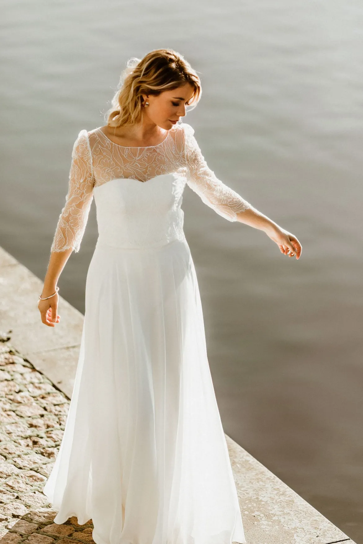 Chiffon-Braut Rock in Bodenlänge – Isla noni