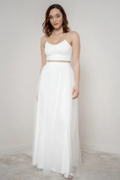 Crop Top für die Braut mit dünnen Trägern in Ivory – Corie crop noni
