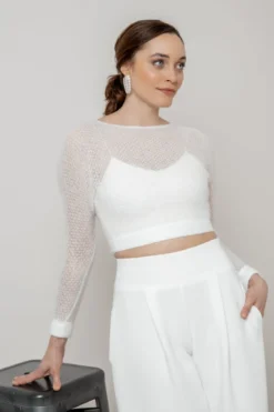 Crop Top für die Braut mit dünnen Trägern in Ivory – Corie crop noni