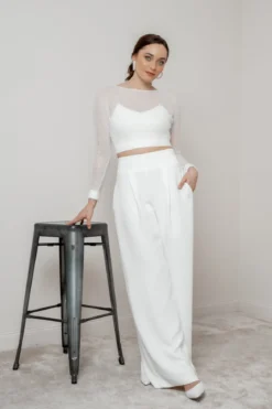 Crop Top für die Braut mit dünnen Trägern in Ivory – Corie crop noni