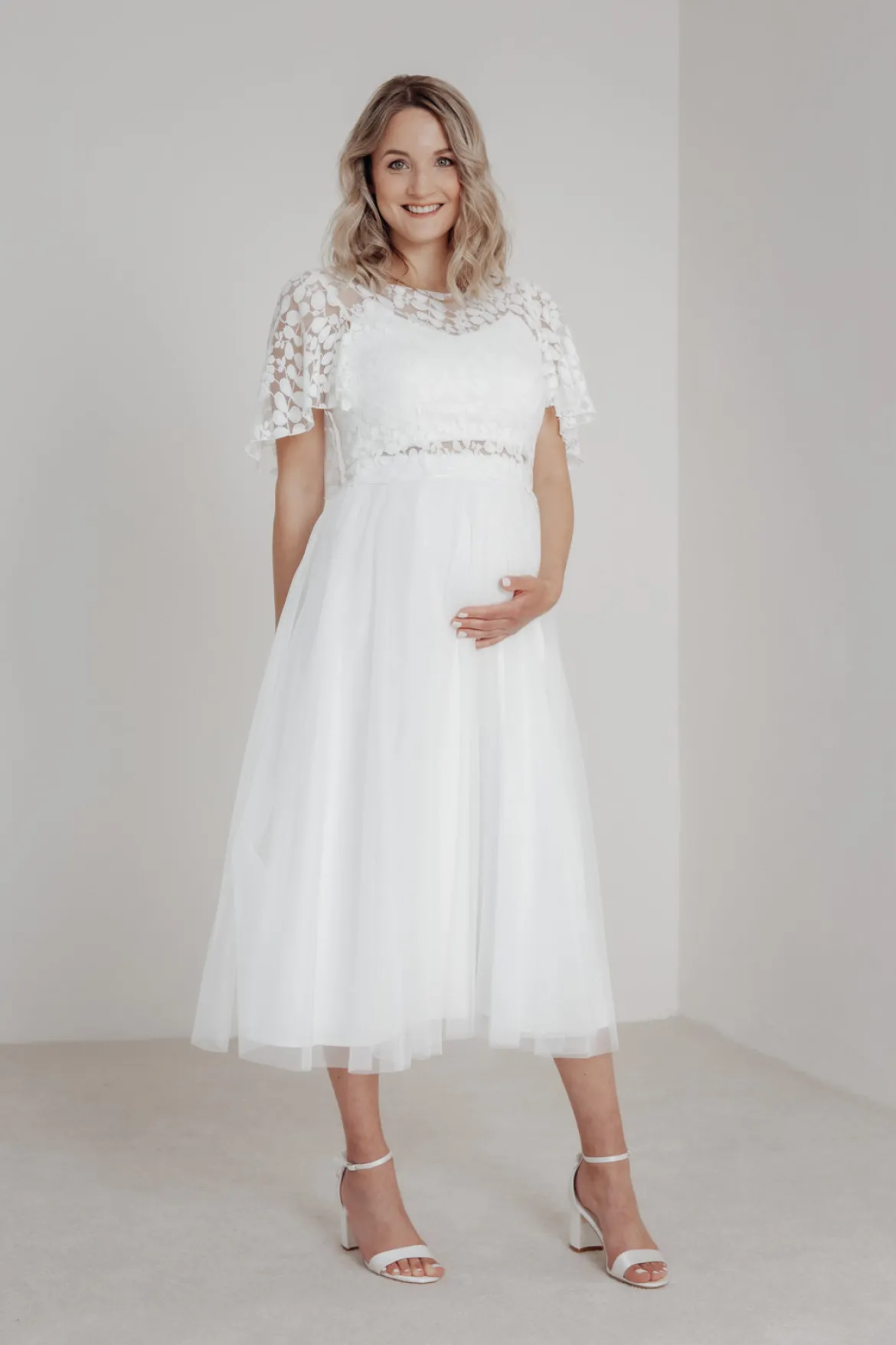 Elastischer Midi-Braut Rock in Ivory – Mailenn Eco noni