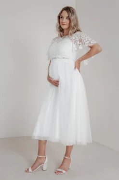 Elastischer Midi-Braut Rock in Ivory – Mailenn Eco noni