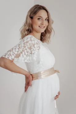 Elastischer Midi-Braut Rock in Ivory – Mailenn Eco noni