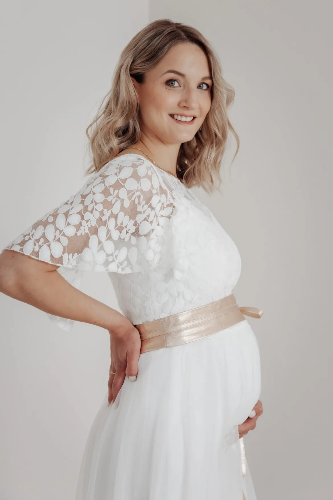 Elastischer Midi-Braut Rock in Ivory – Mailenn Eco noni