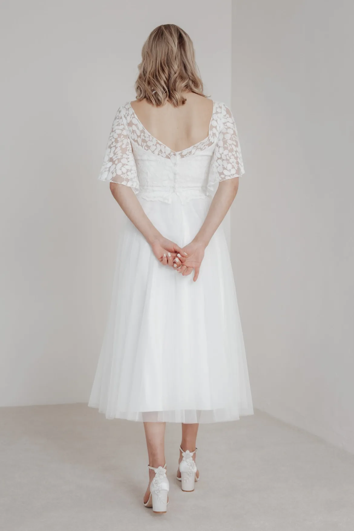 Elastischer Midi-Braut Rock in Ivory – Mailenn Eco noni