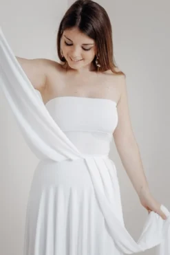 Elastisches Unterziehtop – Long Jersey Bandeau Ivory Twobirds