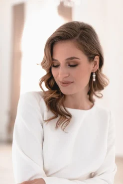 Elegante Braut Ohrringe mit Perlen Anhänger - Love Match