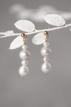 Elegante Braut Ohrringe mit Perlen Anhänger - Love Match