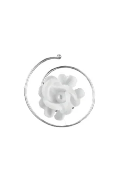 6-er Set Curlies, Haarspiralen mit Stoffblüten und Perlen