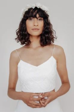 Extra kurzes Braut Top aus Vintage-Spitze – Niah Cropped noni