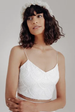 Extra kurzes Braut Top aus Vintage-Spitze – Niah Cropped noni