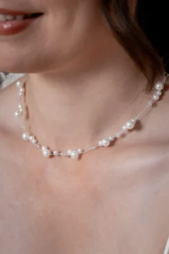Filigrane Braut Halskette mit Perlen