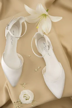 Flache Brautschuhe aus Satin – Ava Ivory Satin | G.Westerleigh