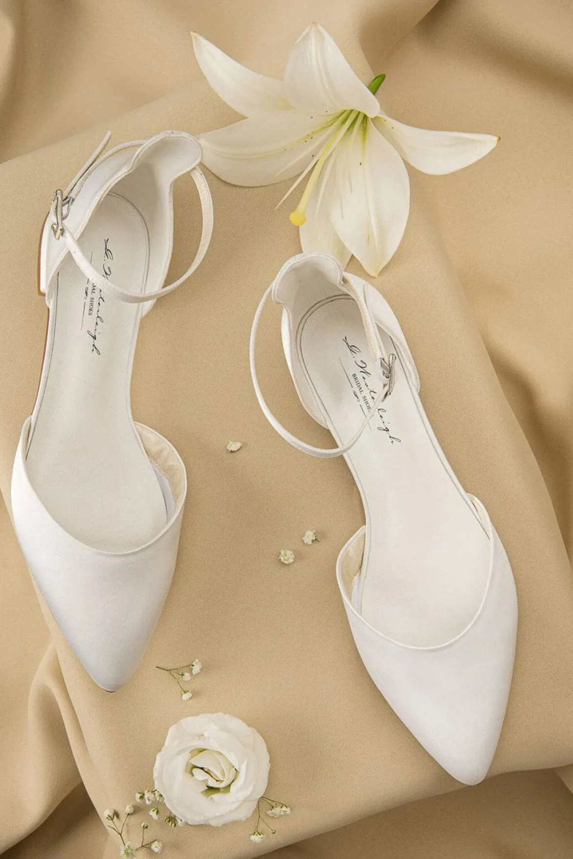 Flache Brautschuhe aus Satin – Ava Ivory Satin | G.Westerleigh