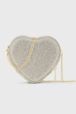 Herzförmige Handtasche in Silber – Midi Heart Bag Crystal | Weat