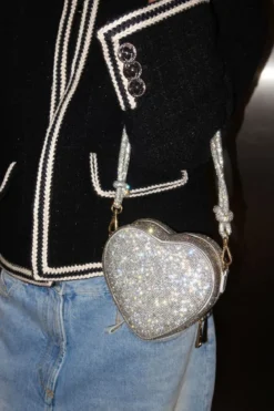 Herzförmige Handtasche in Silber – Midi Heart Bag Crystal | Weat
