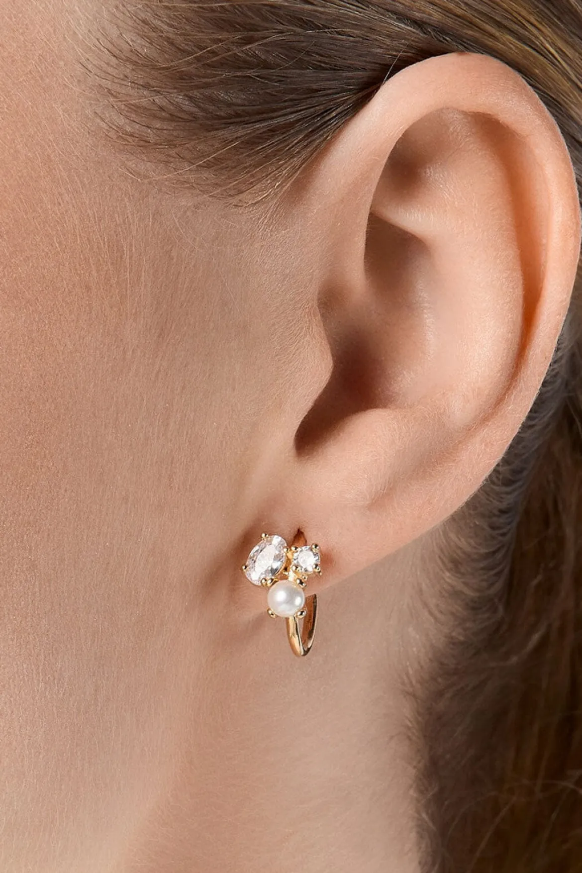 Kleine Braut Ohrringe mit Strass und Perlen