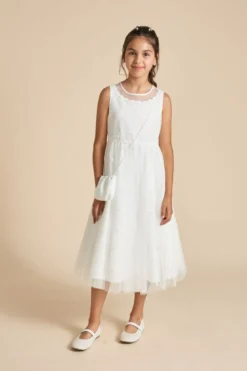 Kommunionkleid aus besticktem Tüll