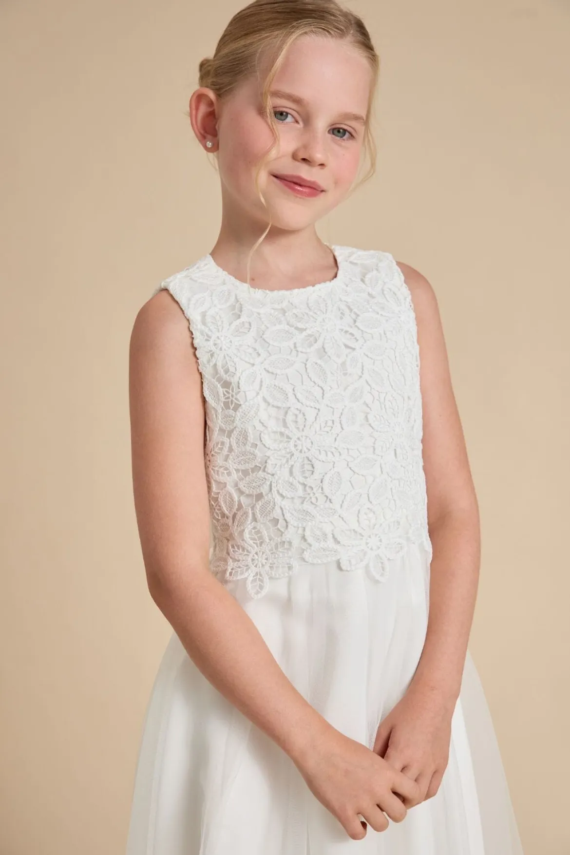 Kommunionkleid mit Tüll und Boho-Spitze