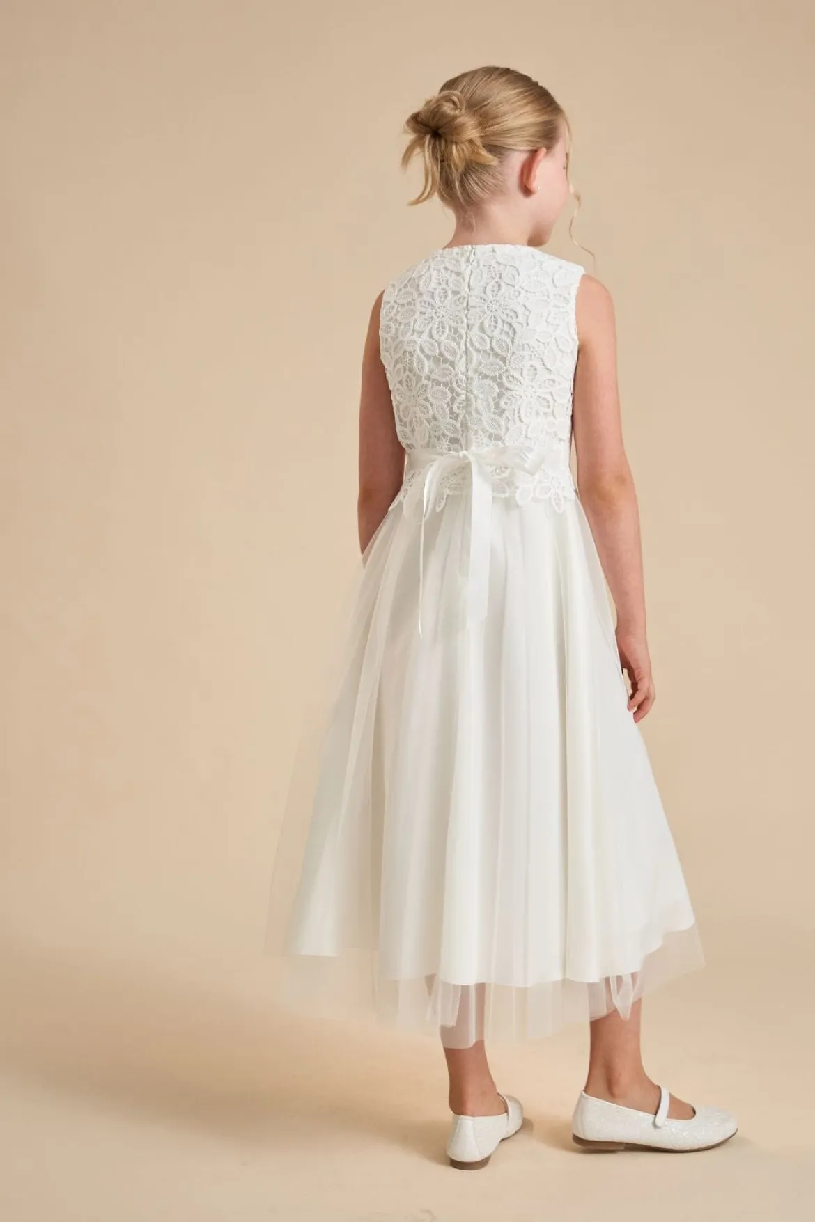 Kommunionkleid mit Tüll und Boho-Spitze