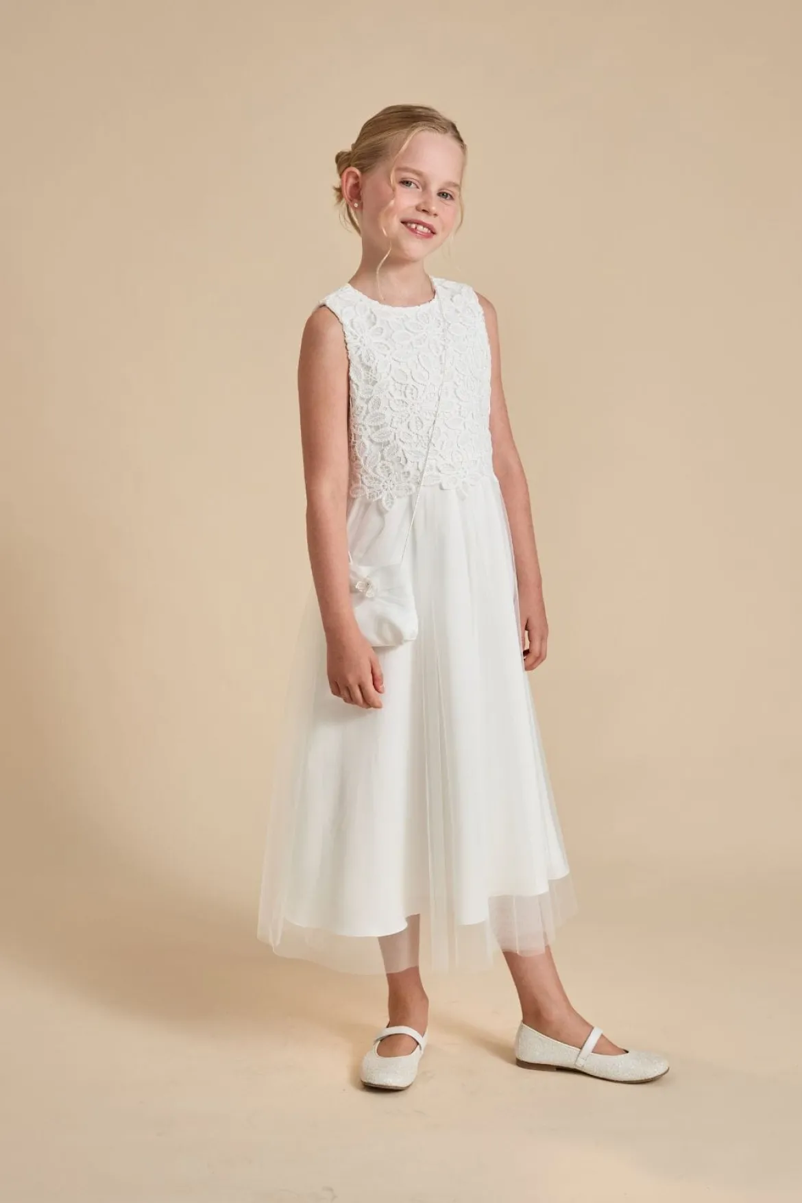Kommunionkleid mit Tüll und Boho-Spitze