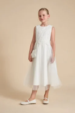 Kommunionkleid mit Tüll und Boho-Spitze