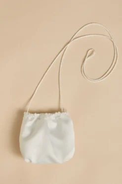 Kommuniontasche aus Satin mit Blümchenborte