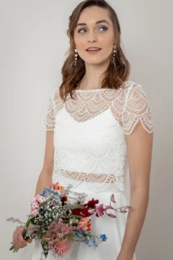 Kurzarm-Braut Top aus Vintage-Spitze – Niah noni