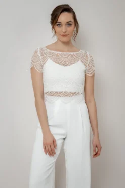Kurzarm-Braut Top aus Vintage-Spitze – Niah noni