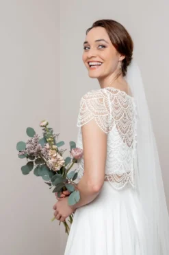 Kurzarm-Braut Top aus Vintage-Spitze – Niah noni